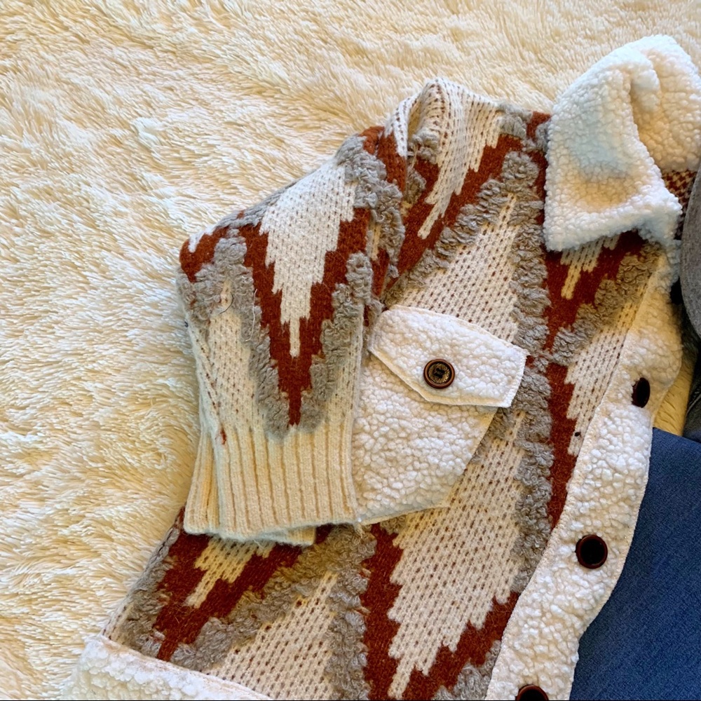 New Quilted Cardigan Sweater Coat / Women's Shacket Western Boho Jacket - Picture 4 of 9
